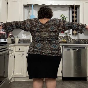 Chic Patterned Long Sleeve Women's Top